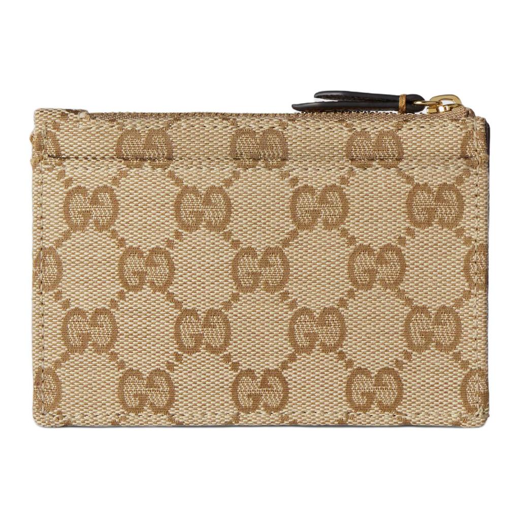 Gucci GG Marmont Generation Vintage Style Gold Hardware Zipper Closure GG Canvas Key Pouch Women accessories Beige Dark-Brown 837747-FAF05-9651