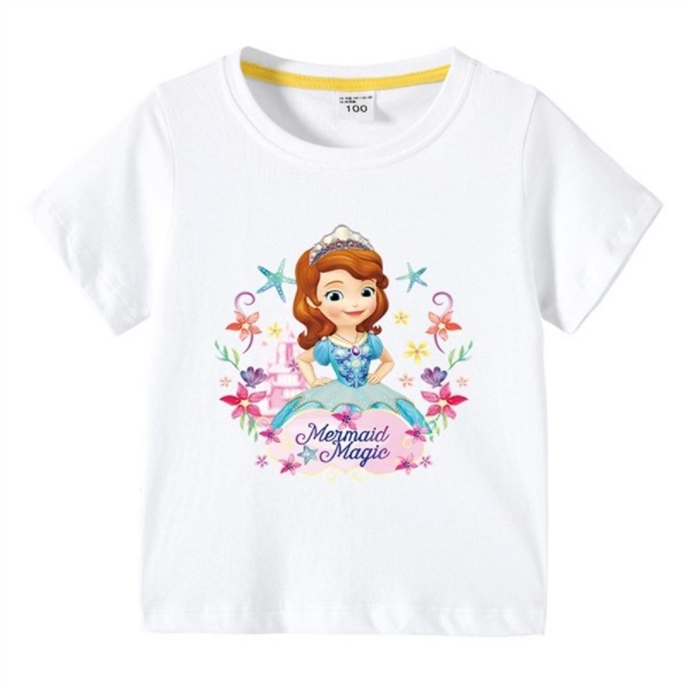 Children's T-shirt Sofia Princess Print Pure Cotton Breathable Outfit 2026 Summer New Fashionable Cool Top