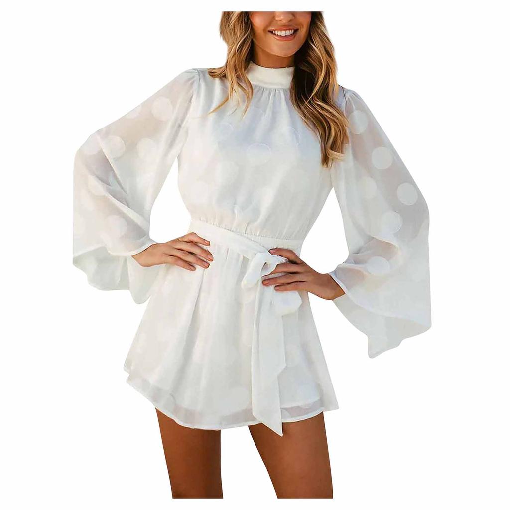 Women's Sexy Open Back Women's Wear Horn Sleeve Chiffon Fashion  Dress