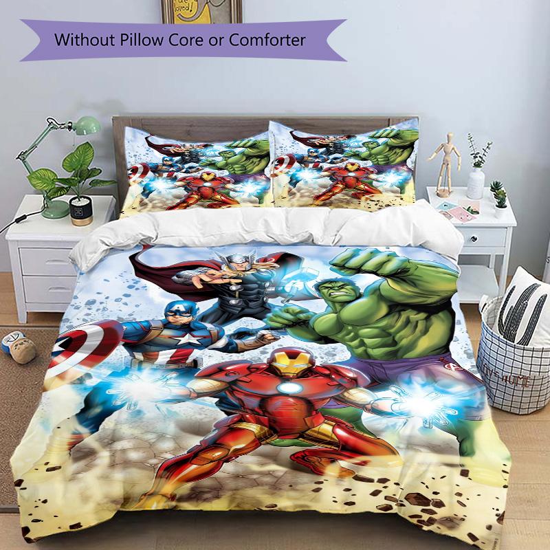 Avengers Heroes United Print 3Pcs Bedding Setduvet Cover With 2 Bedropillowcase Home Birthday Gift