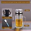 High Temperature Resistant Large Capacity Glass Tea Cup with Infuser, Double-Walled, Heat Insulated, and Portable Borosilicate Glass.