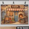 2D Pizzeria Backdrop Vintage Pizza Shop Photography Background