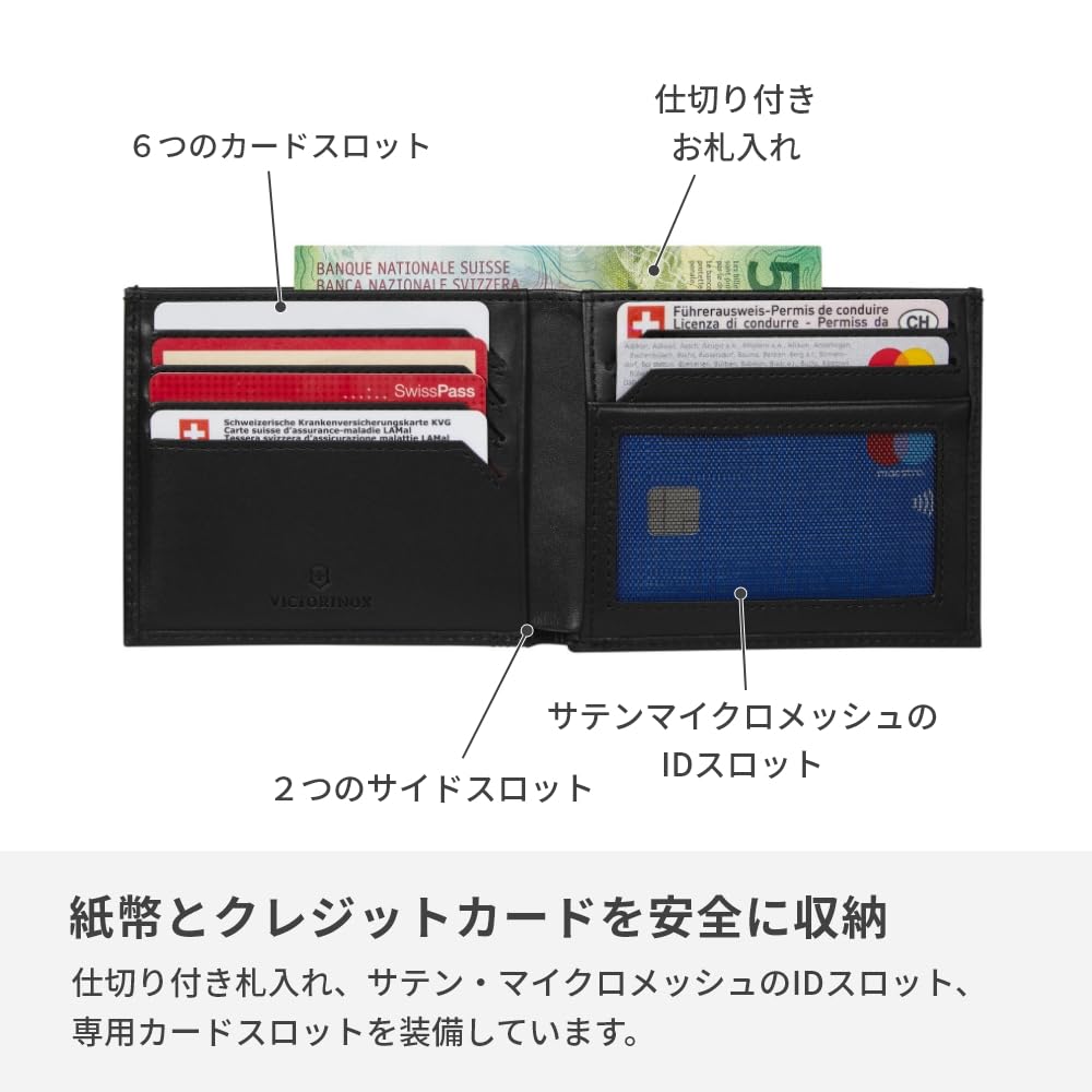 Altius Alox Bifold Wallet Wallet Leather Folding Wallet Bifold Brand Wallet Card Case Black 611570 [Victorinox] Men's