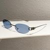 New elliptical frameless metal temple YK knot women's sunglasses personalized street shot Internet celebrity sunglasses