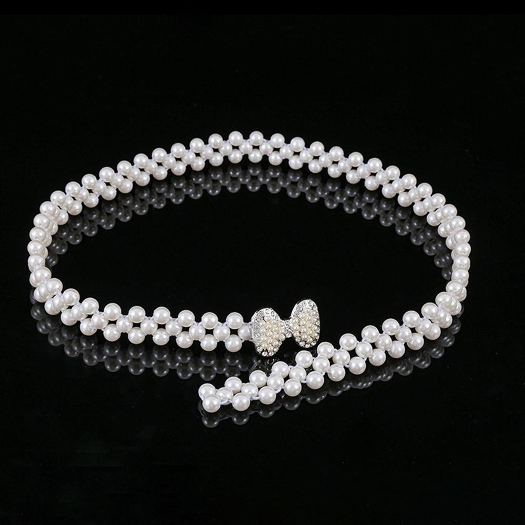 "Korean Style Rhinestone Pearl Waist Chain for Women – Fashionable, Sweet, Elastic Belt"