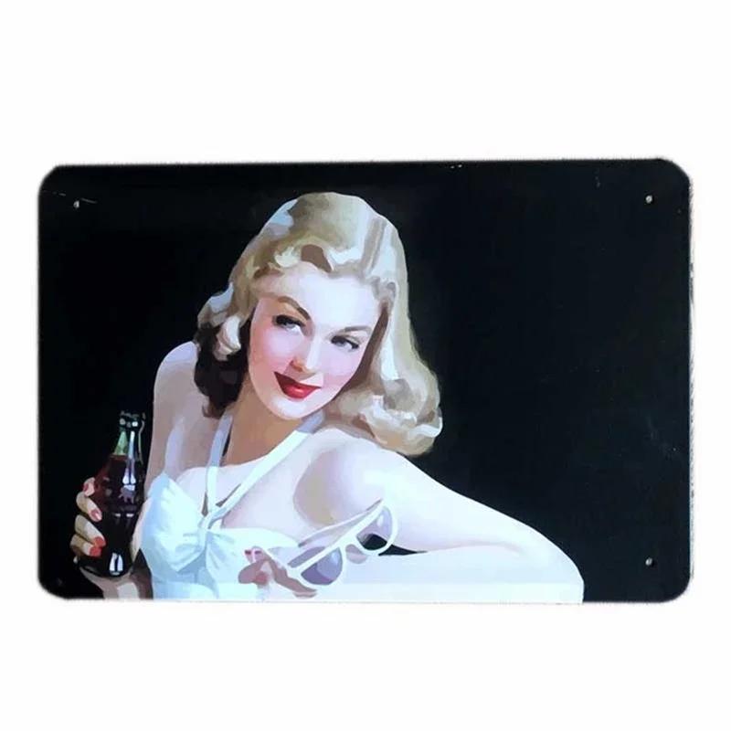 Sexy Girls Europe Beauties Poster Metal Iron Sign Art Paintings Bar Pub Garage Home Decoration Retro Tin Sign Craft Plate Plaque