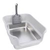 Cat Litter Box Large Size Open Top High Sided Easy Cleaning Stainless Steel Cat Litter Box for Home Light Gray