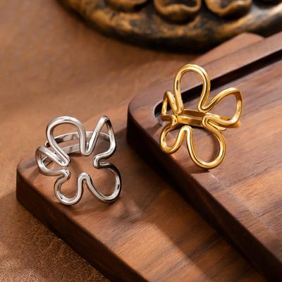 Daumenring Unregelmäßige Hohlblumenform Verstellbares Öffnungsdesign Fingerring Edelstahl Fingerband Vielseitiger Schmuck Geschenk