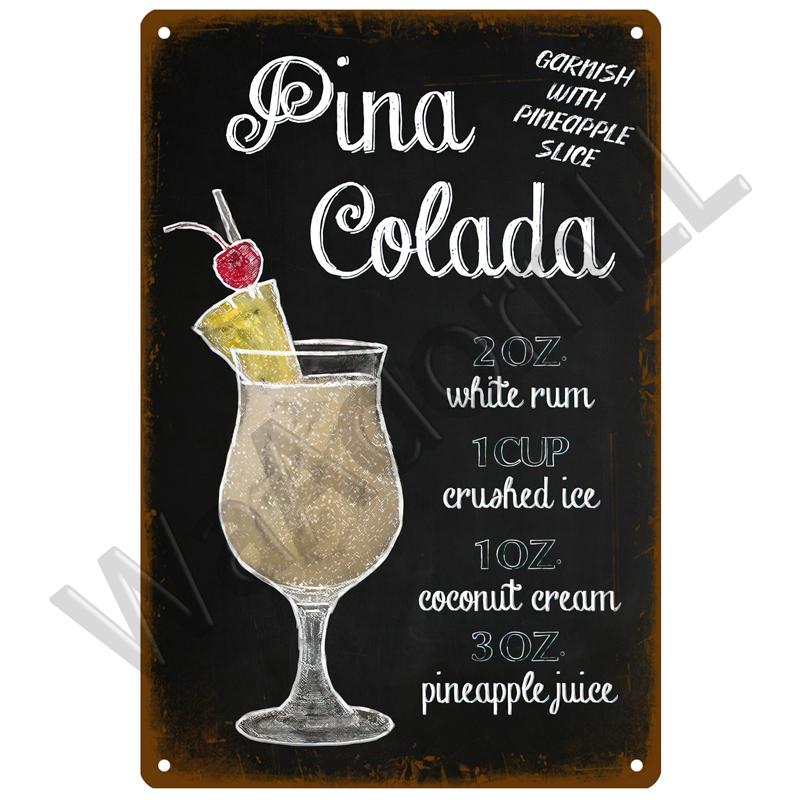 Metal Sign Vintage Tin Sign Decorations Gin Tonic Cocktail Plate Decorative Poster Plaque Retro Bar Kitchen Home Wall Decor