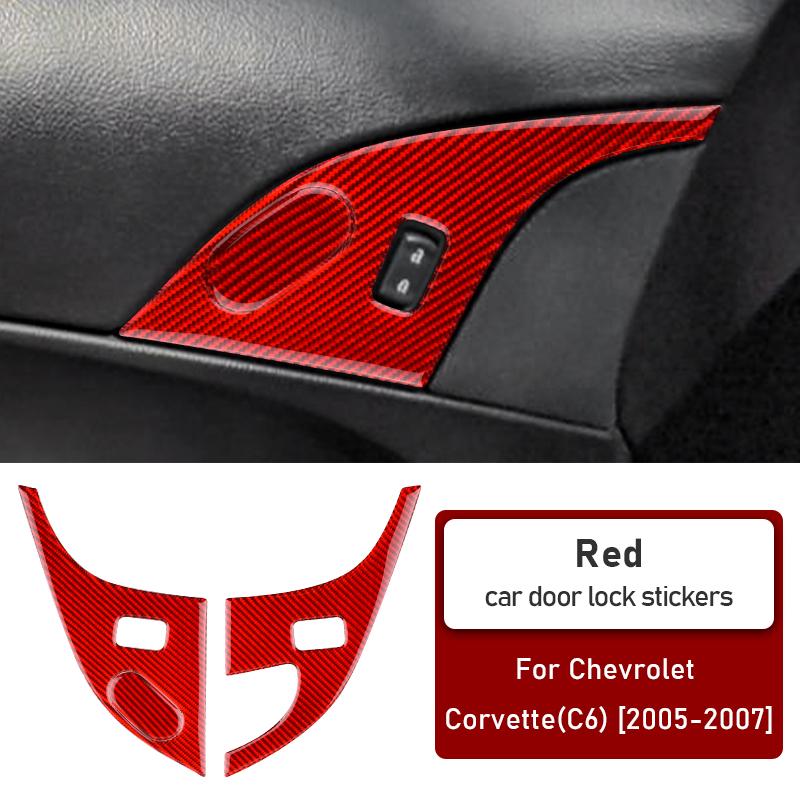 Real Soft Carbon Fiber for Chevrolet Corvette C6 2005 2006 2007 2008 2009 2010 2011 2012 2013 Car Door Lock Panel Switch Sticker