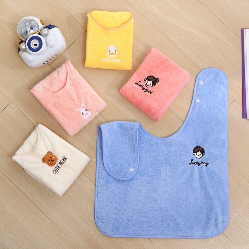 Skin Friendly Children's Washcloth Adjustable Snaps Toddler Face Towel for Feeding Eating