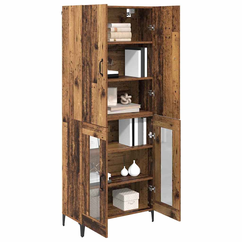 Wall Mounted Highboard Reclaimed Wood Look 69.5 x 34 x 180 cm Engineered Wood