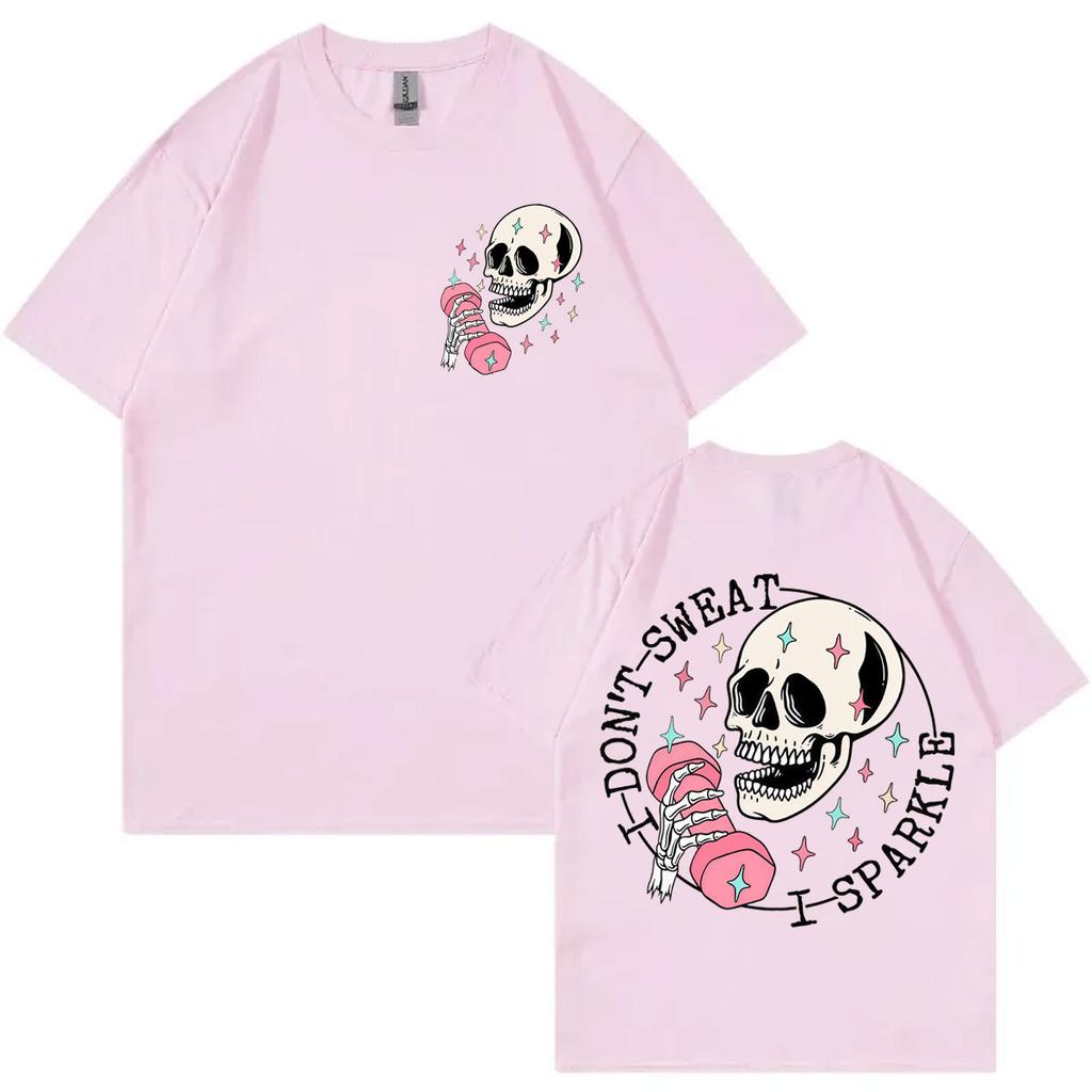 Funny Skeleton Pump Cover Tshirts Men Women Clothing Gothic Fashion Short Sleeve Tshirt High Quality Cotton Oversized T Shirt