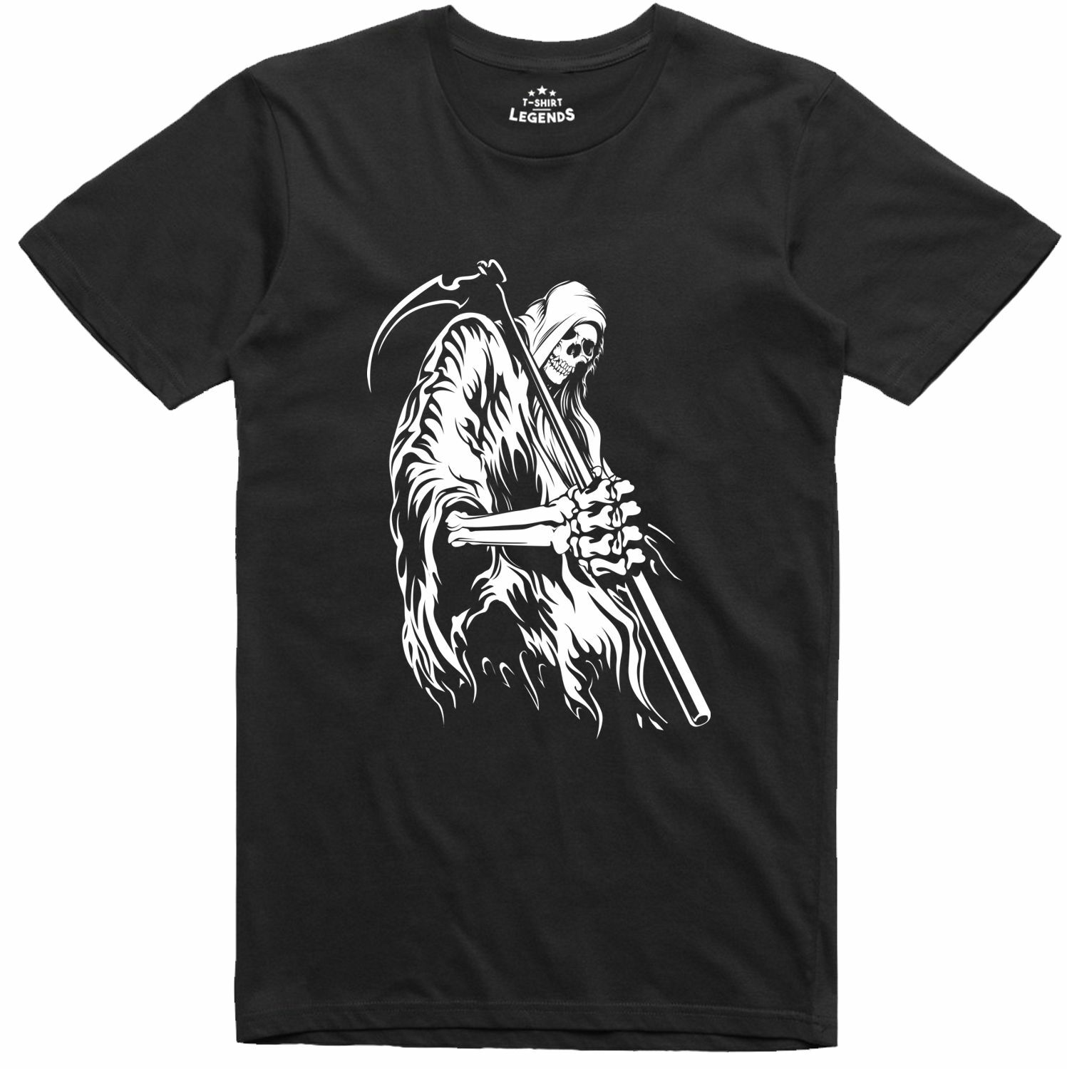 Gothic Reaper Halloween Print T-Shirt 100% Cotton- M