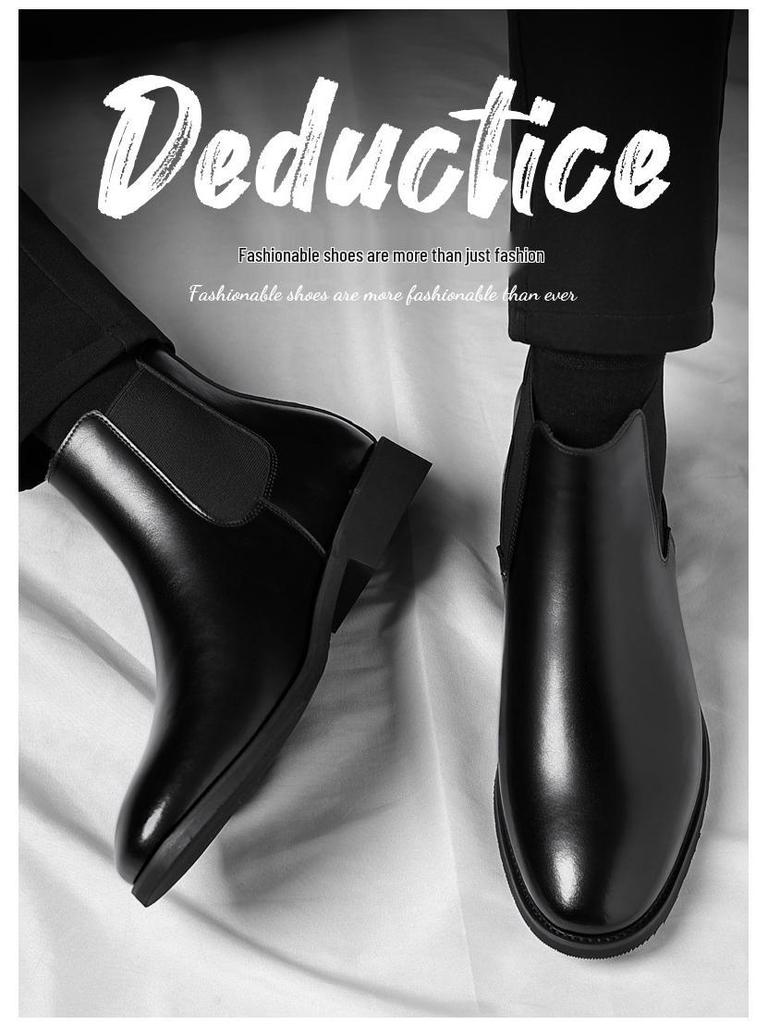 Men's British Retro Chelsea Velvet Leather Short Boots - Large Sizes Available