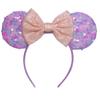 Mouse Ears Headband For Girls Adults 5'' Sparkly Sequin Bow Hairband Festival Party Travel DIY Hair Accessories