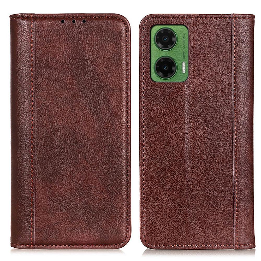 For Motorola Moto G35 5G Stand Case Split Leather Litchi Texture Wallet Phone Cover