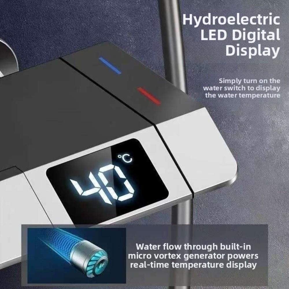Grey Shower System High Pressure Rainfall Shower Set Digital Shower Faucet Set Water Saving