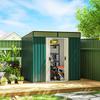 6.5 x 4FT Galvanised Metal Shed with Foundation Kit, Lockable Tool Garden Shed with Double Sliding Doors, Vents, Green