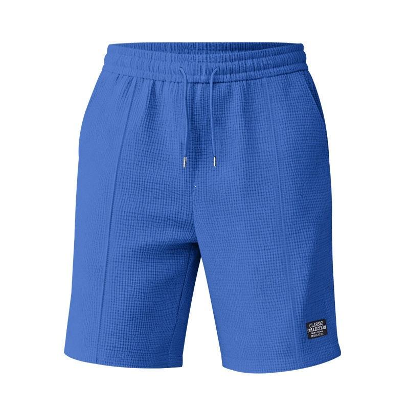Mens Waffle Drawstring Elastic Waist Loose Casual Beach Shorts S