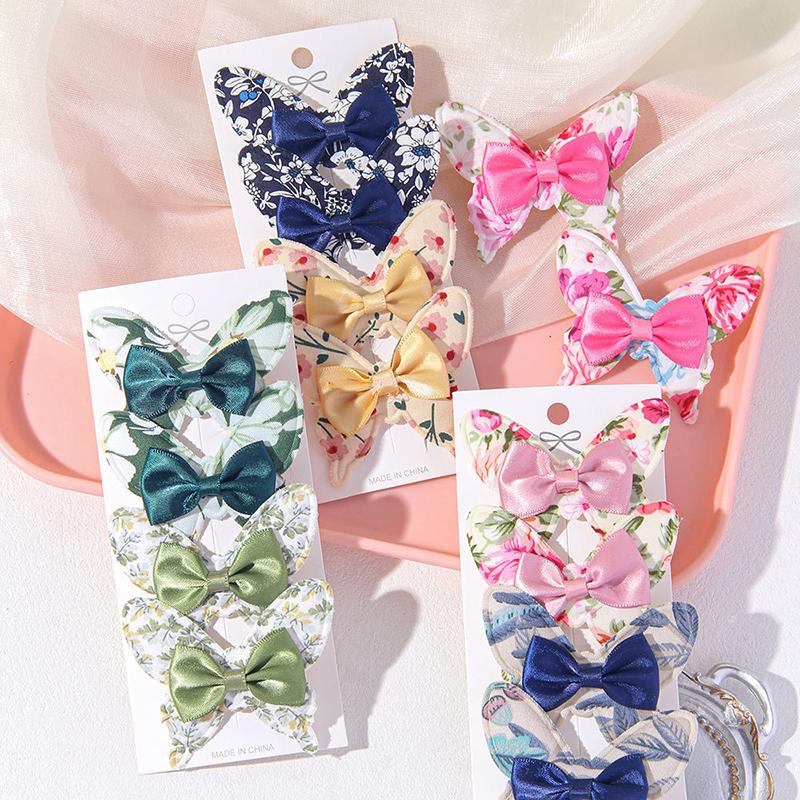 New 4Pcs Flower Butterfly Hair Clips Girls Favorite Fashion Lovly Barrettes Clips Gift Baby Hair Accessories