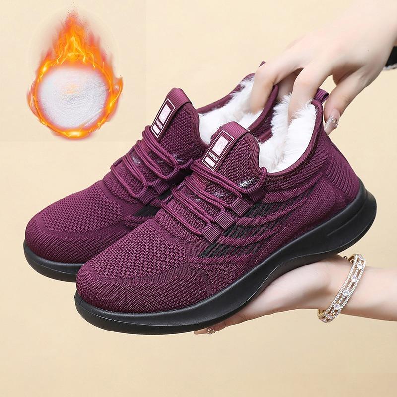 Women's Winter Warm Sneakers Lightweight Anti-Slip Plush Walking Shoes With Faux Fur Lined Casual Comfortable Outdoor Running Workout Shoes for Women
