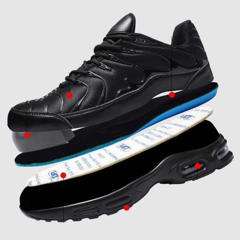 New Air Cushion Men Boots Work Sneakers Lightweight Breathable With Steel Toe Safety Shoes Puncture-Proof Work Shoes