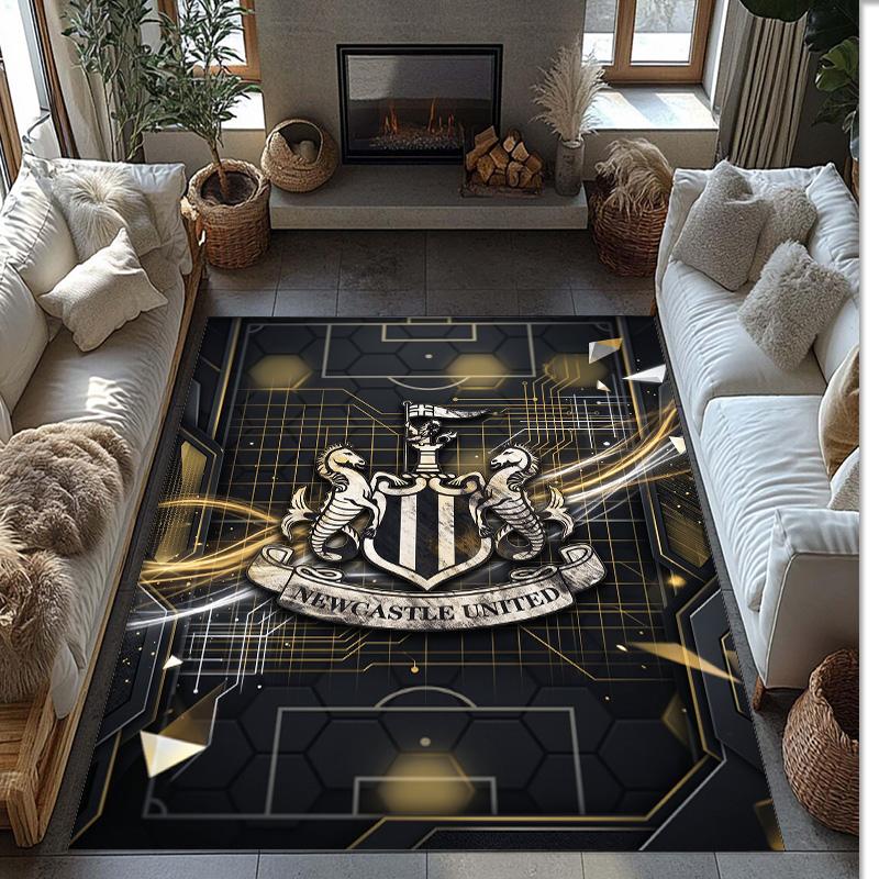 Tappeto in Velluto di Cristallo con Stampa di Calcio del Newcastle United, Comodo Assorbente d'Acqua Antiscivolo Tappeto per Pavimento Interno