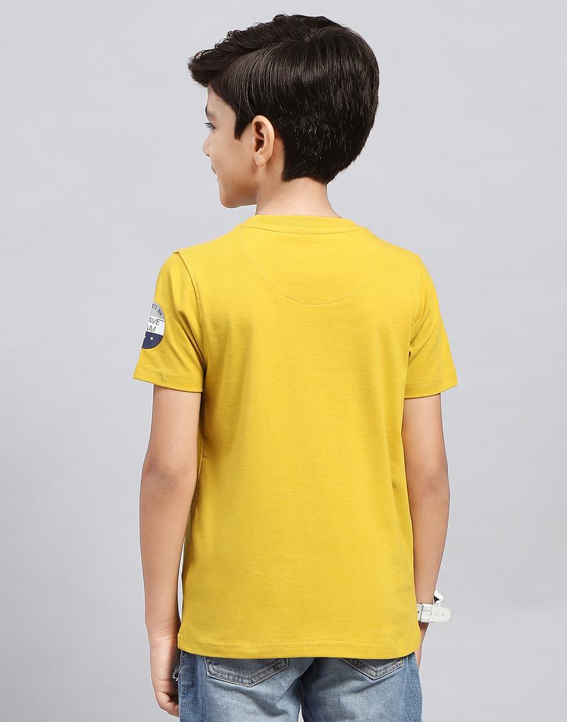 Monte Carlo Boys Yellow Printed Round Neck T-Shirt