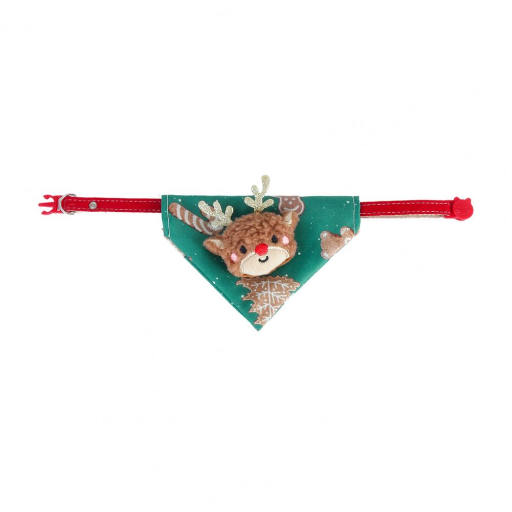 Christmas Pet Collar Reindeer Design Pet Bandana Festive Christmas Cat Dog Bandanas for Holiday Dress-up Plush Santa Reindeer