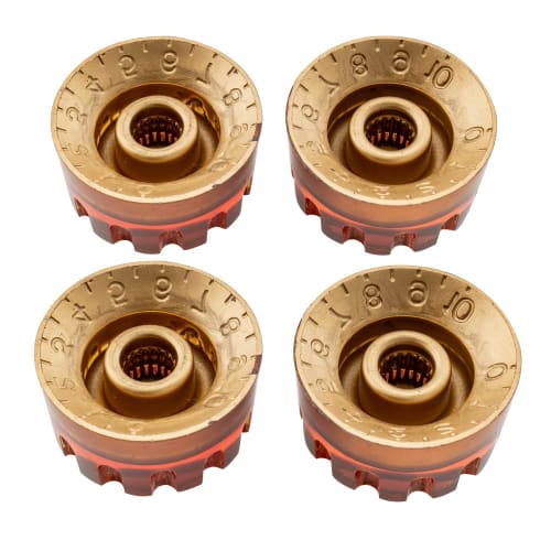 Musiclily Pro Notched Speed ??Knobs, Metric, for LP/SG Electric Guitars, Amber (Set of 4)