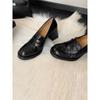 Retro thick-heeled loafers one-pedal single shoes high-heeled commuter Mary Jane small leather shoes