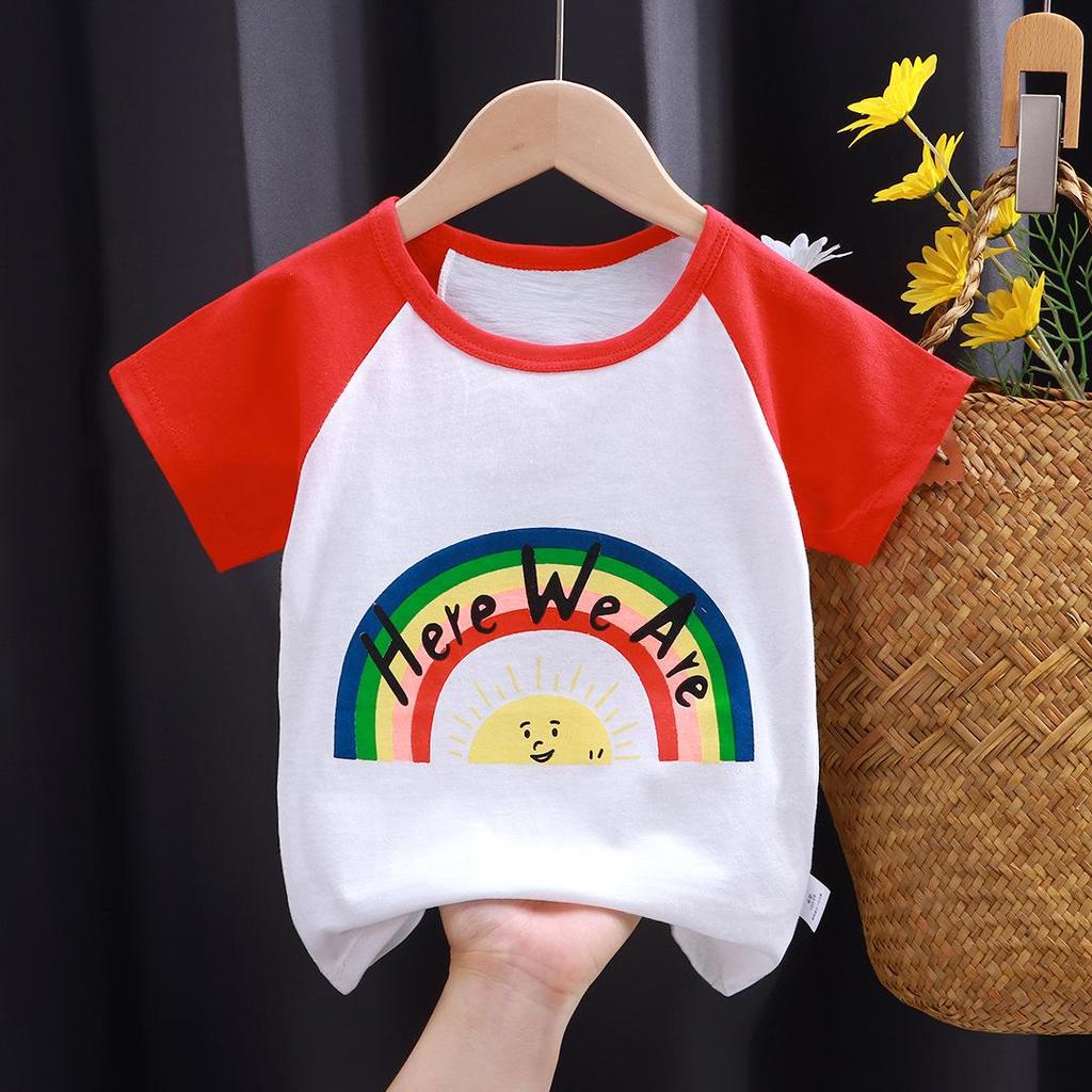 Bomulls T-shirt med tecknad figur i koreansk stil för flickor - Sommar med korta ärmar