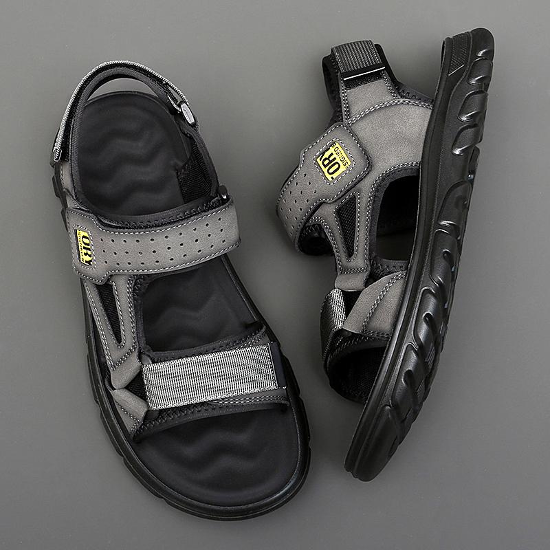 British Men's Trendy Shoes Thick Soled Wear-resistant Summer Cool Casual Shoes Outdoor Men's Mountaineering Leather Sandals