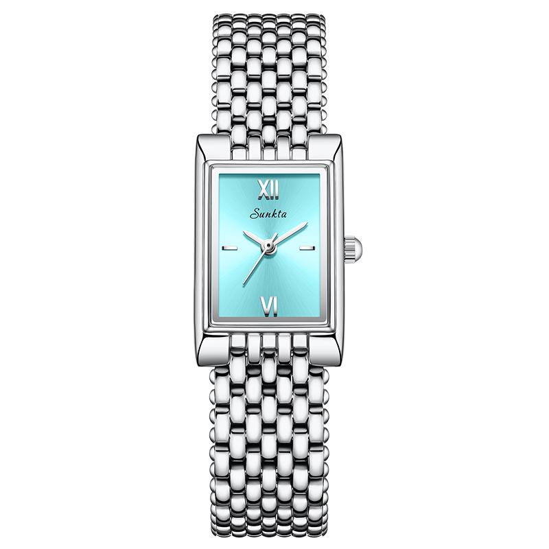 SUNKTA Elegante Damen Uhr Mode Gold Quarz Armbanduhr Quadratisches Zifferblatt Wasserdicht Stahl Luxus Uhren Damen Geschenk Reloj Mujer