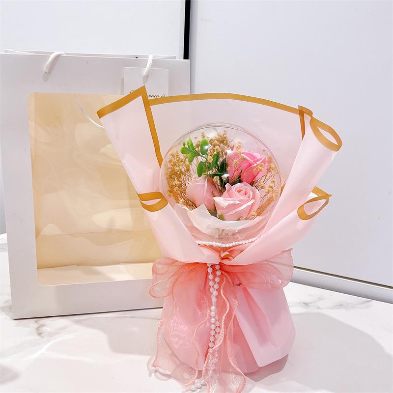 Cross-border Christmas Bobo Ball Soap Flower Gypsophila Dried Flower Spherical Bouquet Gift for Valentine’s Day