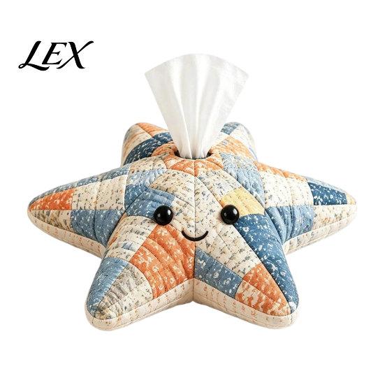 Handmade Craft Tissue Holder DIY Box, Top Opening Soft Fabric Cover, Marine Animal Theme Healing Home Decor Dispenser, Multipurpose Patchwork Designs B
