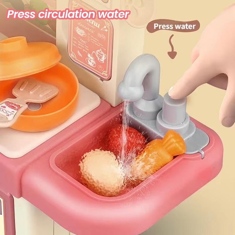 Kids Play Kitchen Set Simulation Cooking Toy with Spray Effect and Light for Children's Toys and Gifts