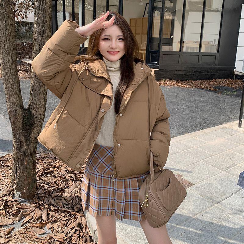 Casual Hooded Short Down Jacket for Women Korean Style Loose Bread Coat Cotton Jacket Winter Coat