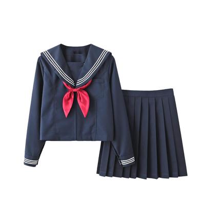 Aculldo Sailor Navy Long Short Long Cosplay Three White Open Authentic Perfect for Cultural School School Uniform Size Uniform, Blue, Sleeves,