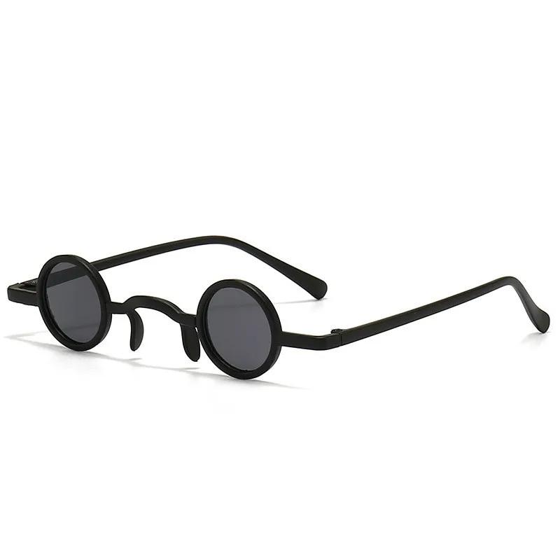Rock Punk Man Sunglasses Classic Vintage Small Round Sunglasses Women Wide Bridge Metal Frame Black Lens Eyewear Driving Glasse