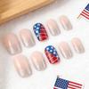24-Piece French Silver Glitter Glossy False Nail Set with Art Stickers for Independence Day
