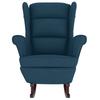 Rocking Chair Armchair Blue Velvet and Solid Wood