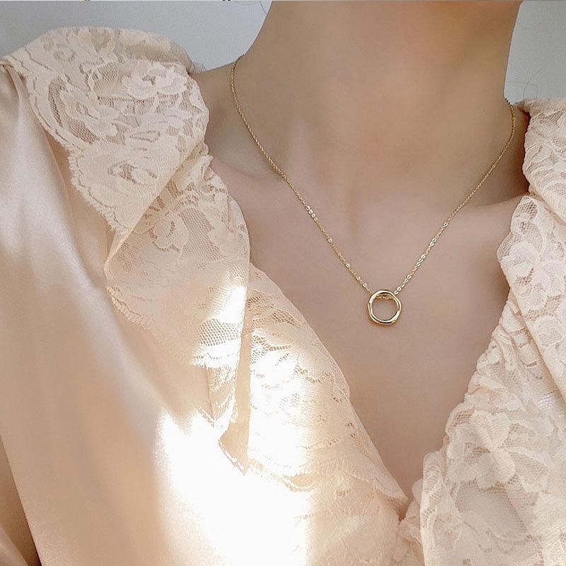 CHIC Style Geometric Irregular Circle Necklace for Women Hong Kong Style Women's Temperament Simple Collarbone Chain Trend