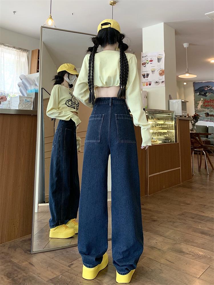 Women's Fleece-Lined Wide-Leg Jeans: Cozy Autumn/Winter Style, Scimitar Design, Plus Size, Ideal for Pear Shapes, Floor-Length.