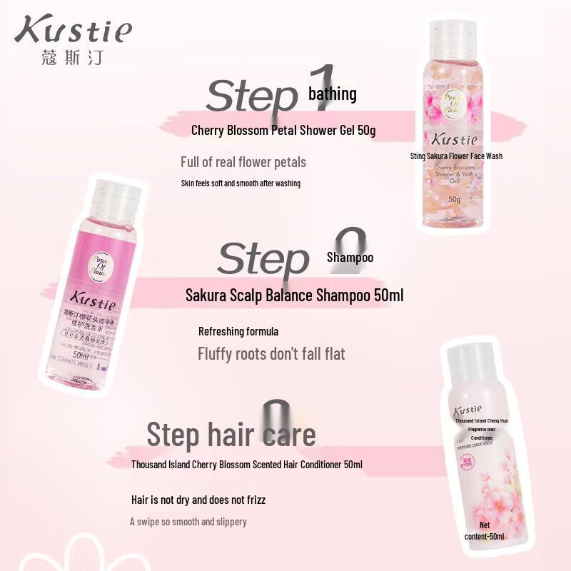 Kustie Sakura Scented Travel Bath Set