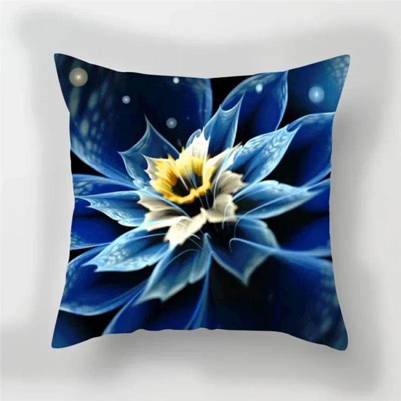 Home Decoration Pillow Case Contrast Flower Print Cushion Cover Car Office Gradient