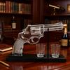 4Pcs (1pcs spirit bottle + 2pcs cups + 1pcs bottle rack) pistol shaped glass bottle set, ideal anniversary gift for men, whiskey glass set.
