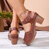 Cross-border Foreign Trade Large Size Baotou Sandals Women's 2026 New Summer Block Heel Hollow Light High Heel Women's Sandals