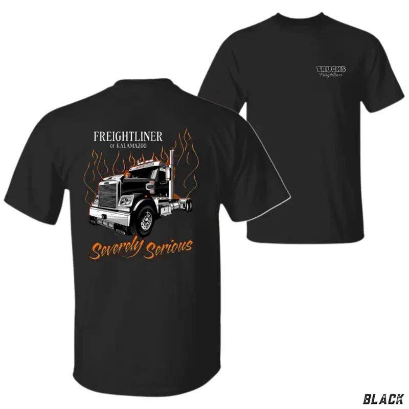 Freightliner Truck T-Shirt, Severely Serious Semi Rig Flames Gift For Dad L